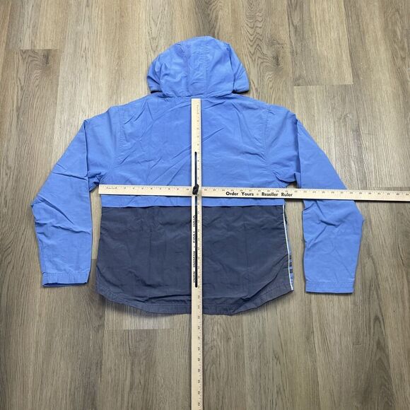 Vintage Adidas Jacket Mens Medium Blue Hooded Windbreaker Full Zip Lightweight - Picture 9 of 12